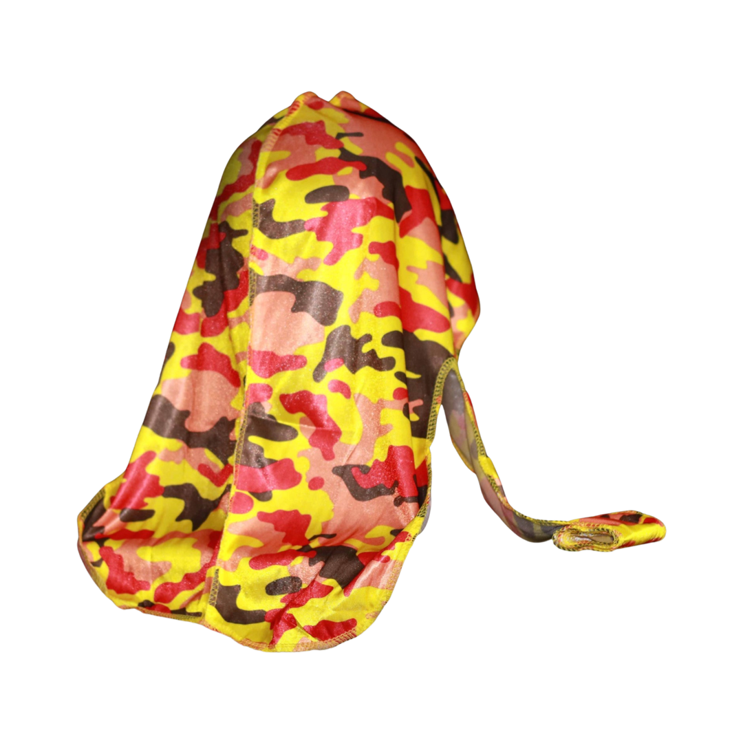Yellow/Red Camo Silky Durag - 3kingsmerch -
