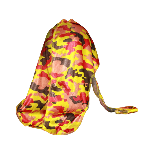 Yellow/Red Camo Silky Durag - 3kingsmerch -