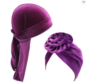 Velvet durag and Flower tuban 2pcs set - 3kingsmerch -